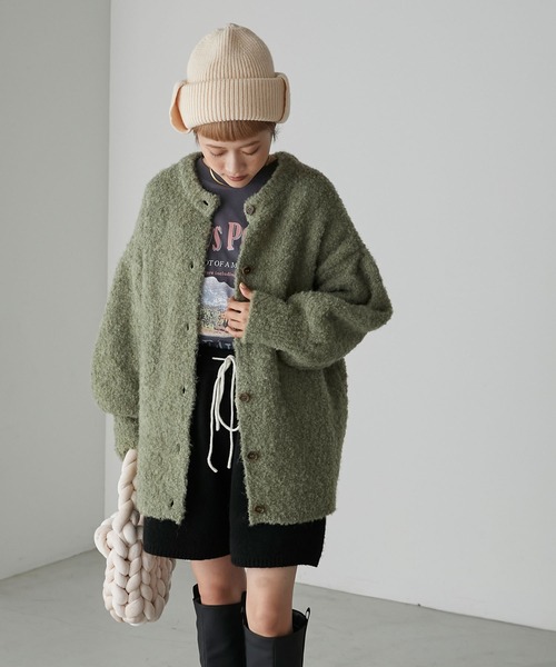 forksy.（フォルクシー）の「【forksy.】スナップイヤーフラップ付ニット帽（ニットキャップ/ビーニー・レディース・ブラック/アイボリー/ベージュ/グレー・FREE）」の9枚目の写真