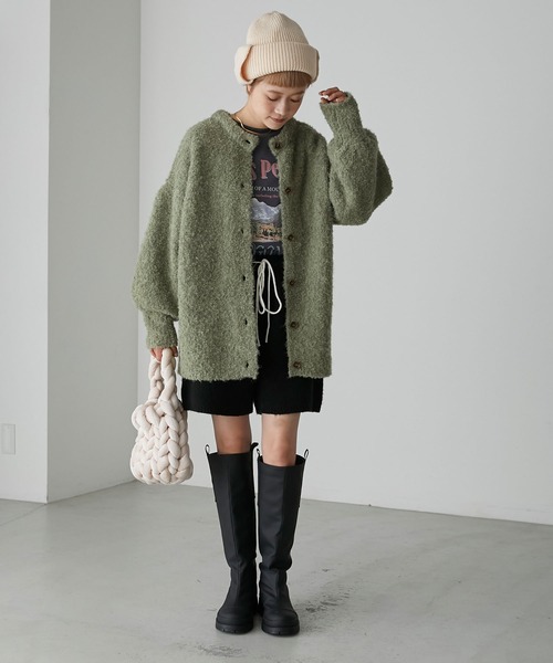 forksy.（フォルクシー）の「【forksy.】スナップイヤーフラップ付ニット帽（ニットキャップ/ビーニー・レディース・ブラック/アイボリー/ベージュ/グレー・FREE）」の11枚目の写真