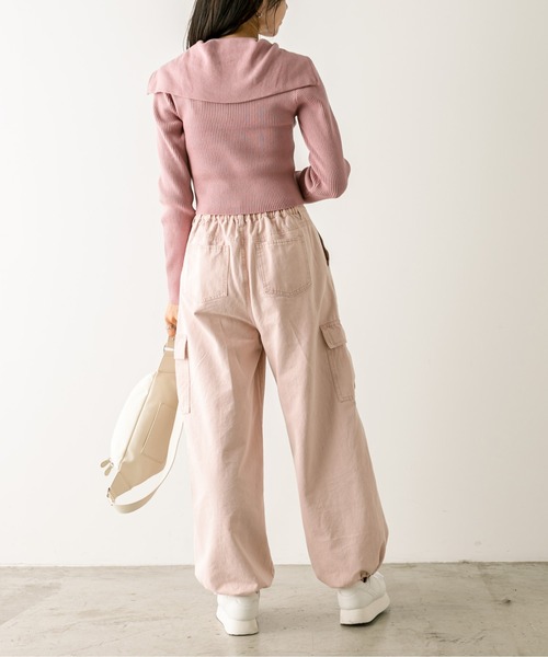 OLIVE des OLIVE（オリーブデオリーブ）の「ダブルジップビッグカラーリブニット　1032050190（ニット/セーター・レディース・ボルドー/ブラック/トップグレー/ピンク/オフホワイト・FREE）」の8枚目の写真