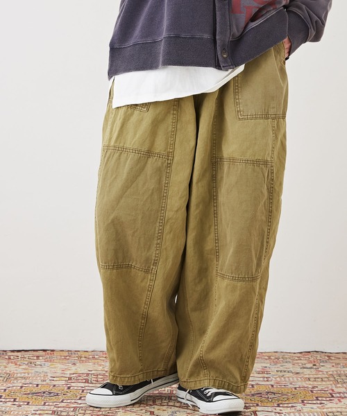 CUBE SUGAR（キューブシュガー）の「綿ツイル+ヘリンボーン硫化染コクーンパンツ（その他パンツ・レディース・ベージュ/カーキ/スミクロ・M）」の3枚目の写真