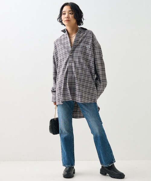 TOWNCRAFT(タウンクラフト)の「TOWN CRAFT × FREAK'S STORE/タウンクラフト オーバーサイズ チェックシャツ(シャツ/ブラウス・レディース・ブラウン/グリーン/ブラック・フリ-)」の15枚目の写真
