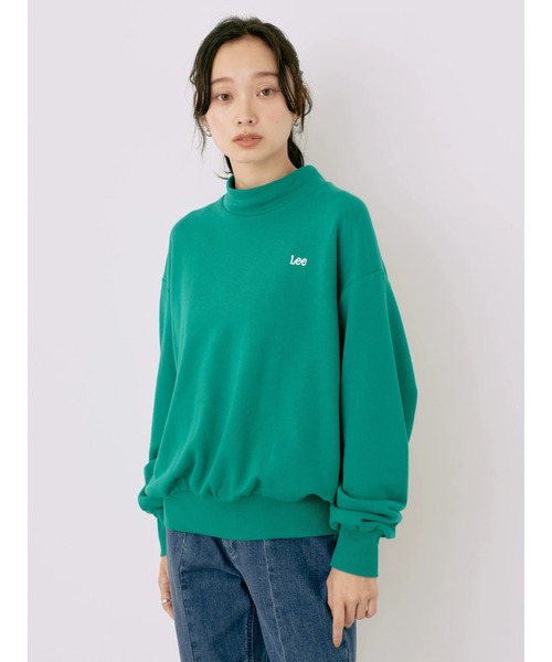 フレームワーク　バックプリントオーバーサイズ薄手スウェット　青緑 Lee（リー）の「Lee×e.m.a.e.バックプリントプルオーバー