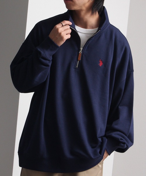 U.S. POLO ASSN.(ユーエスポロアッスン)の「【U.S. POLO ASSN./ユーエスポロアッスン】ワンポイント刺繍 裏毛ハーフジップトレーナー(スウェット・メンズ・ブラック/アッシュグレー/ネイビー・M/L/LL)」の3枚目の写真