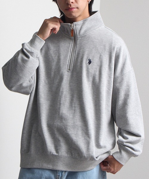U.S. POLO ASSN.(ユーエスポロアッスン)の「【U.S. POLO ASSN./ユーエスポロアッスン】ワンポイント刺繍 裏毛ハーフジップトレーナー(スウェット・メンズ・ブラック/アッシュグレー/ネイビー・M/L/LL)」の4枚目の写真