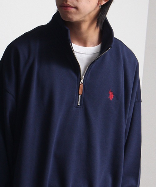 U.S. POLO ASSN.(ユーエスポロアッスン)の「【U.S. POLO ASSN./ユーエスポロアッスン】ワンポイント刺繍 裏毛ハーフジップトレーナー(スウェット・メンズ・ブラック/アッシュグレー/ネイビー・M/L/LL)」の8枚目の写真