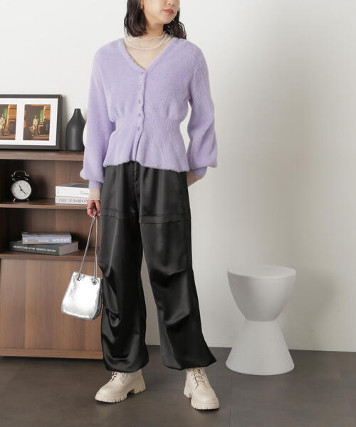 FREE'S MART(フリーズマート)の「◆サテンパラシュ-トパンツ(カーゴパンツ・レディース・ホワイト/ブラック・MEDIUM/SMALL)」の10枚目の写真