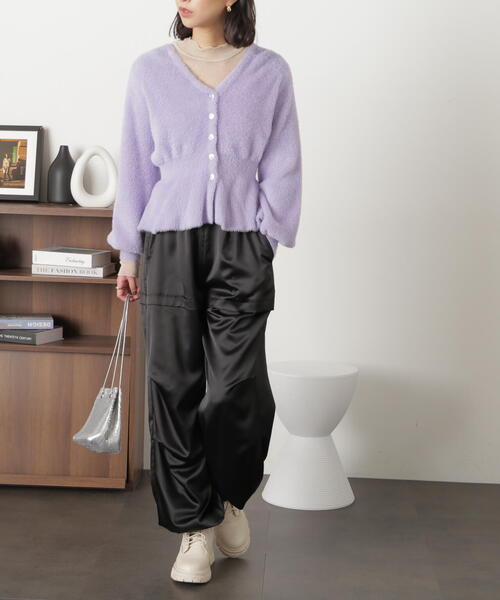 FREE'S MART(フリーズマート)の「◆サテンパラシュ-トパンツ(カーゴパンツ・レディース・ホワイト/ブラック・MEDIUM/SMALL)」の11枚目の写真