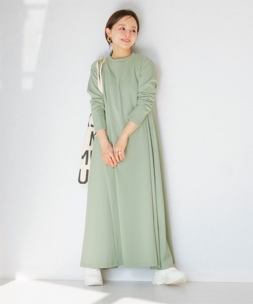 KOBE LETTUCE（コウベレタス）の「[ 田中亜希子さんコラボ ]低身長向けサイズあり 選べるタイプ ジャージーワンピース（ワンピース・レディース・ブラック/ブラック系/チャコールグレー/ベージュ系1/グレー系/ベージュ系/グリーン/グリーン系/ライトグリーン系/ミント/オレンジ系/オレンジ/ブラウン系/ブラウン系1/ピンク系/ベージュ系2/グレー系1/ブラック系1/ピンク系1/ブルー系/ブルー系1/アイボリー系/アイボリー/ブラウン系3/ブラウン系2/ライトグレー/ライトグレー系/アイボリー系1・M1/1/M2/2/M3/3）」の22枚目の写真