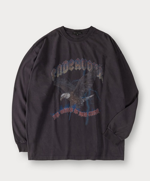 ヴィンテージ グラフィック Tシャツ ロングTシャツ ダメージ ウォッシュ セール】ウォッシュ加工ヴィンテージグラフィックロンT/ビッグ