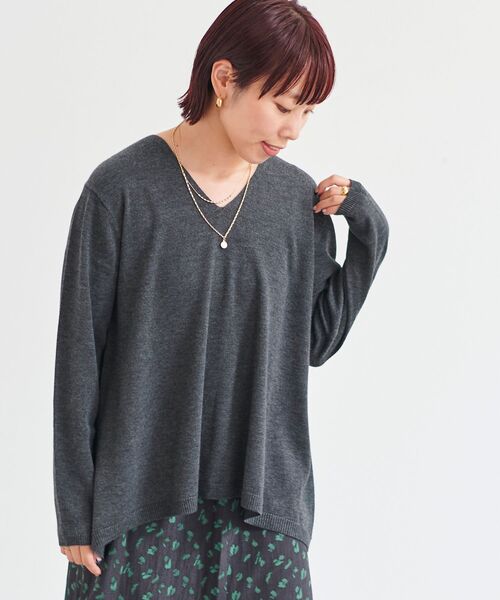 le.coeur blanc（ルクールブラン）の「フレアVネックプルオーバー（ニット/セーター・レディース・レッド/ベージュ/ダークグレー・38）」の16枚目の写真