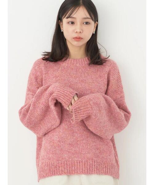 earth music&ecology（アースミュージックアンドエコロジー）の「ファンシーヤーンメランジプルオーバー（Tシャツ/カットソー・レディース・ライトベージュ/ピンク/ダークグレー/ブルー・FREE）」の7枚目の写真