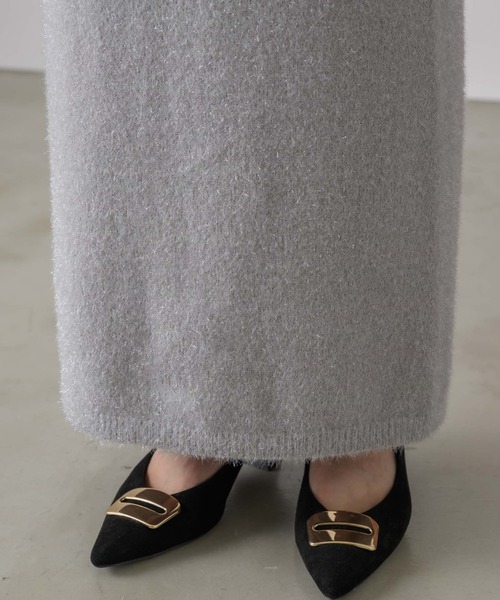 NEUNA（ヌナ）の「【ウエストゴムで歩きやすい】スリット入りラメロングスカート（スカート・レディース・ブラック/アイボリー/グレー・SMALL/FREE）」の17枚目の写真