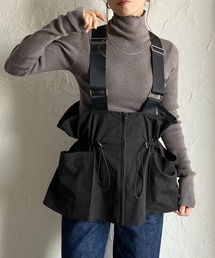 She's Closet（シーズクローゼット）の「ドロストペプラムフロントジップミリタリーサスペンダーベストトップス（ベスト・レディース）」