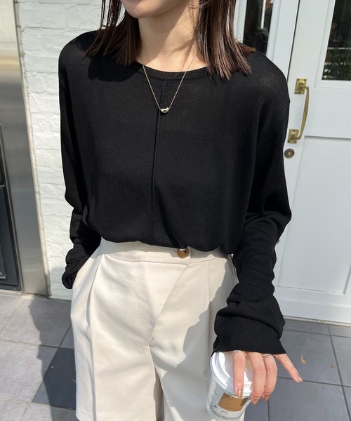 CAPRICIEUX LE'MAGE(カプリシューレマージュ)の「ウール混ニットロンT(ニット/セーター・レディース・ベージュ/ブラック/ホワイト系その他・FREE)」の3枚目の写真