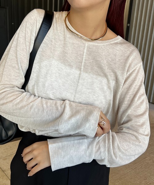 CAPRICIEUX LE'MAGE(カプリシューレマージュ)の「ウール混ニットロンT(ニット/セーター・レディース・ベージュ/ブラック/ホワイト系その他・FREE)」の5枚目の写真