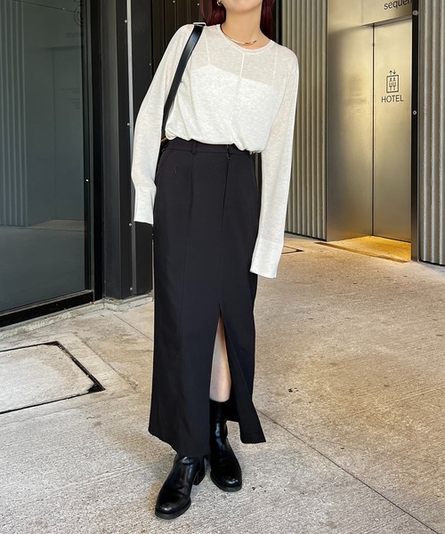 CAPRICIEUX LE'MAGE(カプリシューレマージュ)の「ウール混ニットロンT(ニット/セーター・レディース・ベージュ/ブラック/ホワイト系その他・FREE)」の6枚目の写真