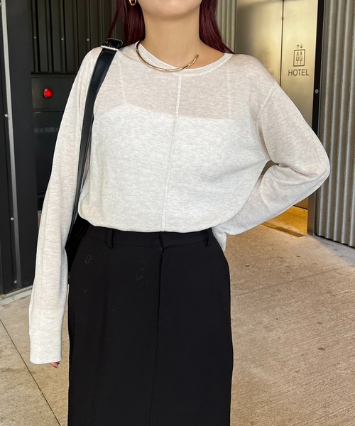 CAPRICIEUX LE'MAGE(カプリシューレマージュ)の「ウール混ニットロンT(ニット/セーター・レディース・ベージュ/ブラック/ホワイト系その他・FREE)」の4枚目の写真