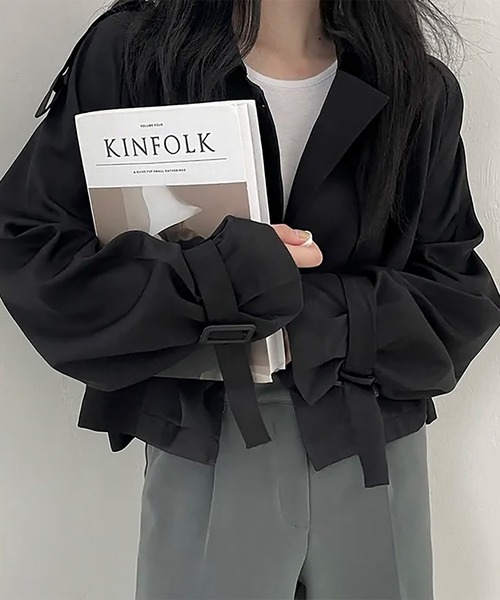 Girly Doll（ガーリードール）の「ショートトレンチコート（トレンチコート・レディース・ブラック/ベージュ・FREE）」の3枚目の写真