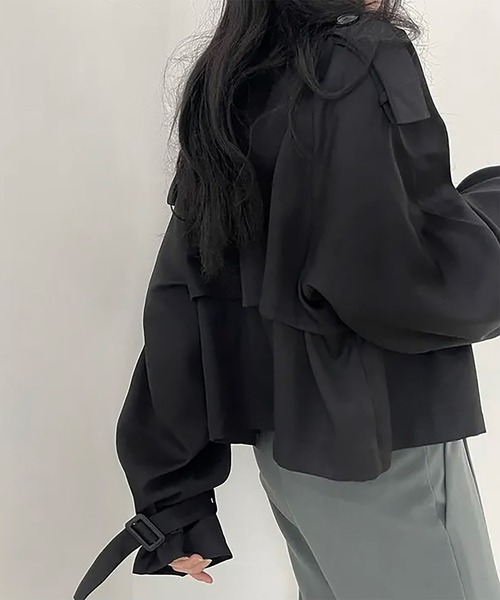 Girly Doll（ガーリードール）の「ショートトレンチコート（トレンチコート・レディース・ブラック/ベージュ・FREE）」の8枚目の写真