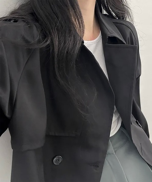 Girly Doll（ガーリードール）の「ショートトレンチコート（トレンチコート・レディース・ブラック/ベージュ・FREE）」の9枚目の写真