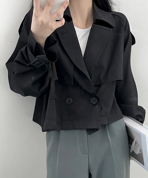 Girly Doll（ガーリードール）の「ショートトレンチコート（トレンチコート・レディース・ブラック/ベージュ・FREE）」の10枚目の写真