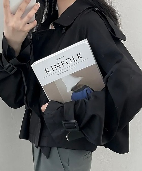 Girly Doll（ガーリードール）の「ショートトレンチコート（トレンチコート・レディース・ブラック/ベージュ・FREE）」の12枚目の写真