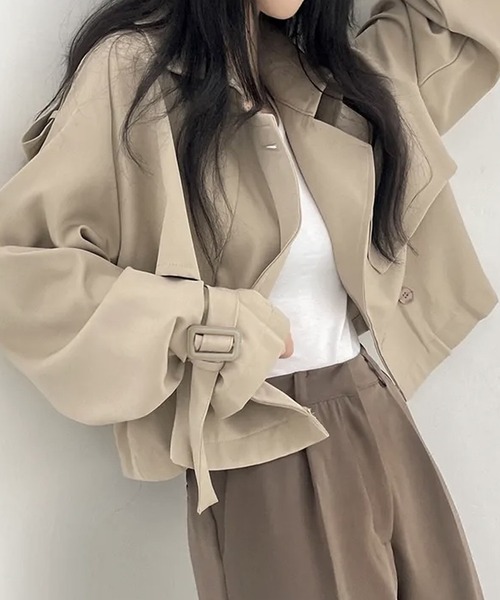 Girly Doll（ガーリードール）の「ショートトレンチコート（トレンチコート・レディース・ブラック/ベージュ・FREE）」の13枚目の写真