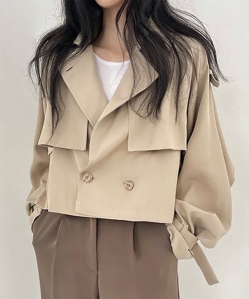 Girly Doll（ガーリードール）の「ショートトレンチコート（トレンチコート・レディース・ブラック/ベージュ・FREE）」の14枚目の写真