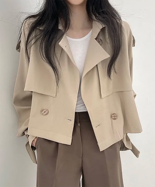 Girly Doll（ガーリードール）の「ショートトレンチコート（トレンチコート・レディース・ブラック/ベージュ・FREE）」の15枚目の写真