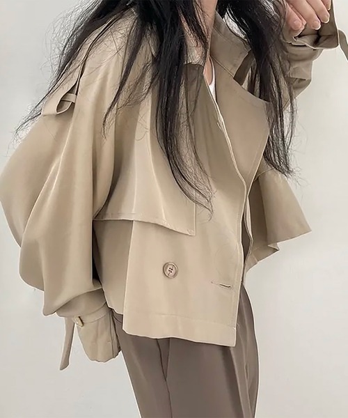 Girly Doll（ガーリードール）の「ショートトレンチコート（トレンチコート・レディース・ブラック/ベージュ・FREE）」の16枚目の写真