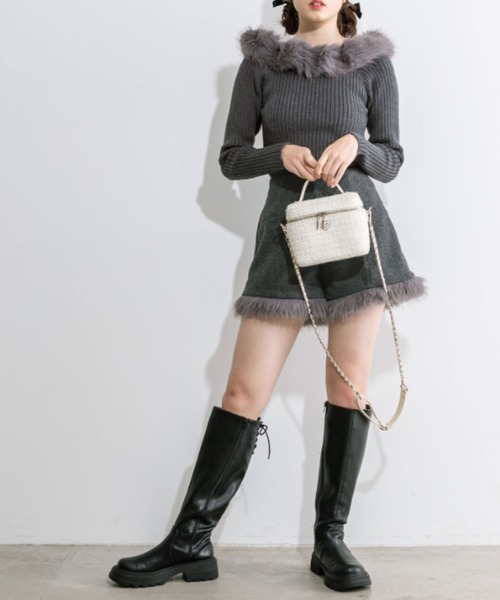 OLIVE des OLIVE（オリーブデオリーブ）の「little orun ふわカワオフショルニット　1032180080（ニット/セーター・レディース・オフホワイト/ブラック/チャコールグレー・FREE）」の20枚目の写真