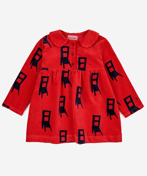 BOBO CHOSES（ボボショーズ）の「BABY HAVE A SIT ALL OVER VELVET DRESS（ワンピース・キッズ・レッド・24M/12M）」の5枚目の写真