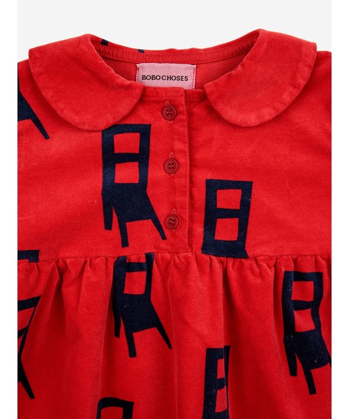 BOBO CHOSES（ボボショーズ）の「BABY HAVE A SIT ALL OVER VELVET DRESS（ワンピース・キッズ・レッド・24M/12M）」の3枚目の写真