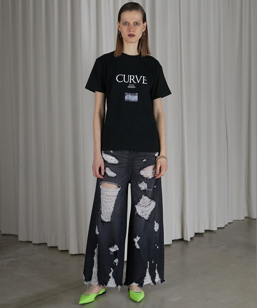 PRANK PROJECT(プランクプロジェクト)の「CURVEプリントTEE / CURVE Printed Tee(Tシャツ/カットソー・レディース・グレー/ブラック/ホワイト・FREE)」の7枚目の写真