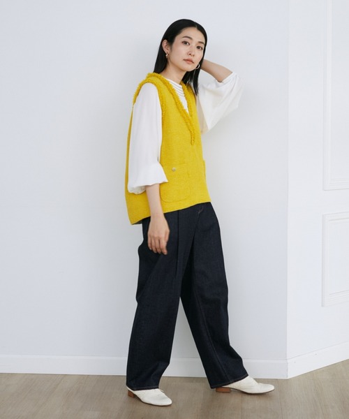 INED（イネド）の「ツイードベスト《PONTETORTO》（ベスト・レディース・イエロー/オフホワイト・9号/7号）」の7枚目の写真