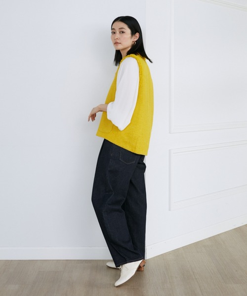 INED（イネド）の「ツイードベスト《PONTETORTO》（ベスト・レディース・イエロー/オフホワイト・9号/7号）」の4枚目の写真