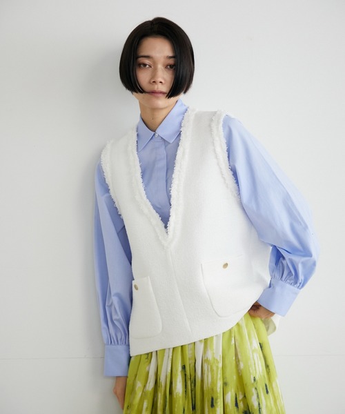 INED（イネド）の「ツイードベスト《PONTETORTO》（ベスト・レディース・イエロー/オフホワイト・9号/7号）」の17枚目の写真