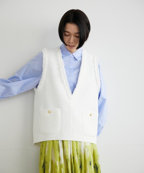 INED（イネド）の「ツイードベスト《PONTETORTO》（ベスト・レディース・イエロー/オフホワイト・9号/7号）」の18枚目の写真