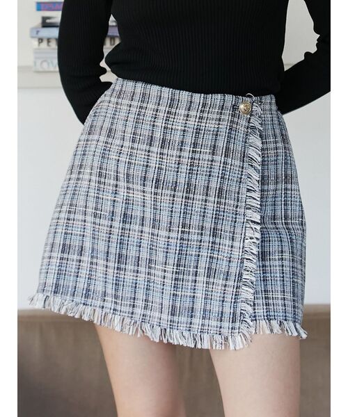 jouetie（ジュエティ）の「ツイードラップスカパン【セットアップ対応】（その他パンツ・レディース・オフホワイト/ネイビー・MEDIUM）」の2枚目の写真