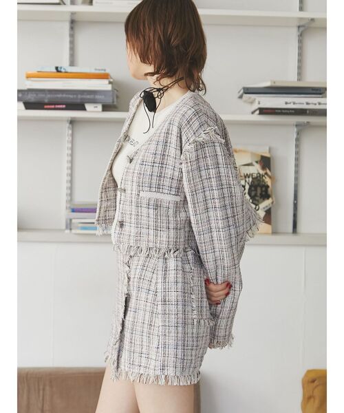 jouetie（ジュエティ）の「ツイードラップスカパン【セットアップ対応】（その他パンツ・レディース・オフホワイト/ネイビー・MEDIUM）」の5枚目の写真