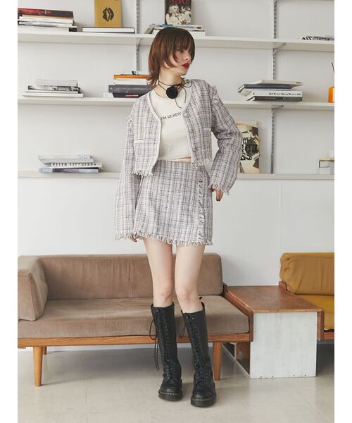 jouetie（ジュエティ）の「ツイードラップスカパン【セットアップ対応】（その他パンツ・レディース・オフホワイト/ネイビー・MEDIUM）」の7枚目の写真