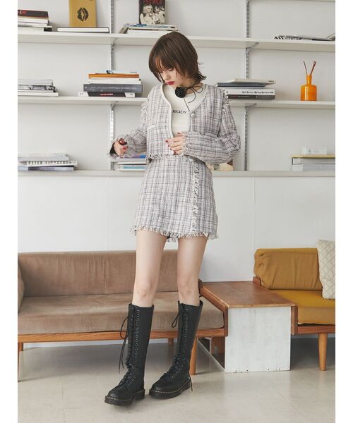 jouetie（ジュエティ）の「ツイードラップスカパン【セットアップ対応】（その他パンツ・レディース・オフホワイト/ネイビー・MEDIUM）」の9枚目の写真