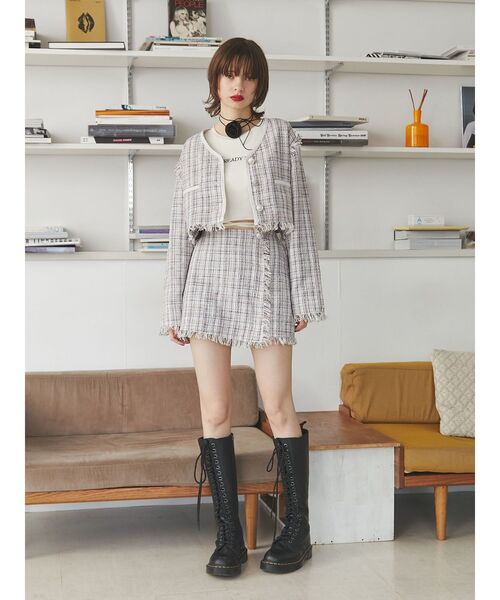 jouetie（ジュエティ）の「ツイードラップスカパン【セットアップ対応】（その他パンツ・レディース・オフホワイト/ネイビー・MEDIUM）」の10枚目の写真