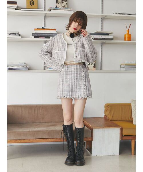 jouetie（ジュエティ）の「ツイードラップスカパン【セットアップ対応】（その他パンツ・レディース・オフホワイト/ネイビー・MEDIUM）」の11枚目の写真