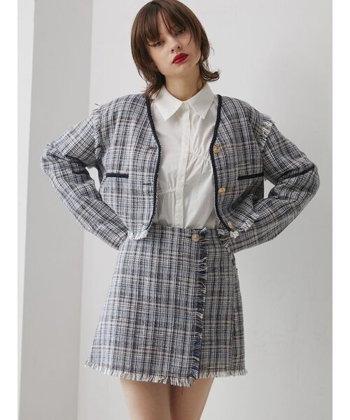 jouetie（ジュエティ）の「ツイードラップスカパン【セットアップ対応】（その他パンツ・レディース・オフホワイト/ネイビー・MEDIUM）」の13枚目の写真