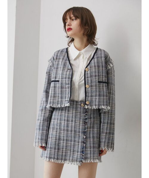 jouetie（ジュエティ）の「ツイードラップスカパン【セットアップ対応】（その他パンツ・レディース・オフホワイト/ネイビー・MEDIUM）」の14枚目の写真