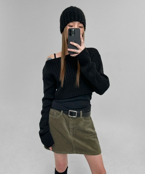 BLACKUP（ブラックアップ）の「[MADE] ティースレイヤードロングスリーブクロップニット（ニット/セーター・レディース・ブラック/グレー/ブラウン・FREE）」の18枚目の写真