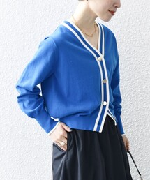 SHIPS any（シップス エニィ）の「SHIPS any:〈手洗い可能〉ライン Vネック ニット カーディガン（カーディガン/ボレロ・レディース）」