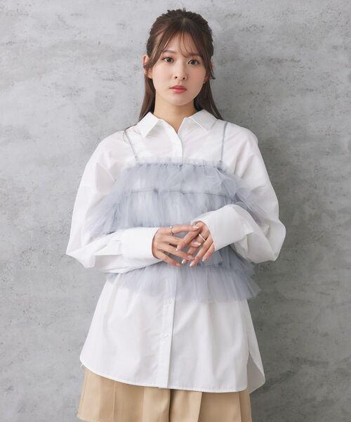 RETRO GIRL（レトロガール）の「フリルチュールビスチェ（キャミソール・レディース・アイボリー/ブラック/ライトグレー/ピンク・FREE）」の5枚目の写真