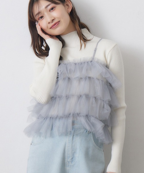 RETRO GIRL（レトロガール）の「フリルチュールビスチェ（キャミソール・レディース・アイボリー/ブラック/ライトグレー/ピンク・FREE）」の14枚目の写真